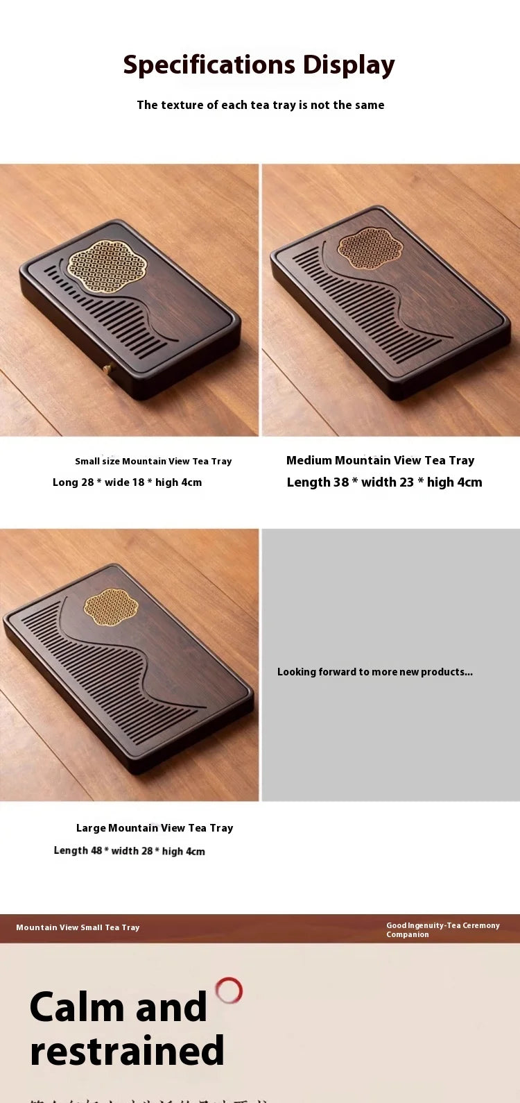 Household Portable Bamboo Tea Tray 48CM Tea Ceremony Wooden Tray Coffeeware Teaware Serving Tray For Chaban Tea Table