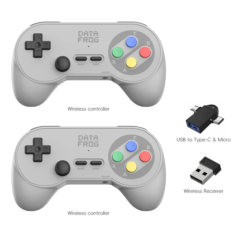 PC07 Retro Wireless Gamepad with Dual Receiver, 2.4GHz Classic Controller for PC, Android & Arcade Emulators