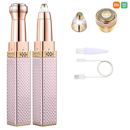 Xiaomi 1pc Rechargeable 2in1 Eyebrow Razor and Hair Shaver with LED Light Painlessly Remove Peach Fuzz Facial Hair Eyebrows Lips