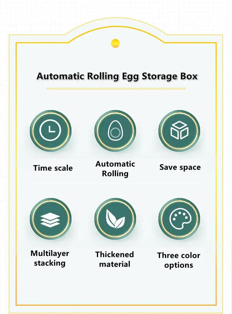 Automatic Rolling Egg Storage Box – Plastic Refrigerator Egg Holder Tray Kitchen Storage Container
