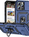 Military Sliding Window For iPhone 16 Pro Case Armor Metal Ring Stand Magnetic Drop Protector Case For iPhone 16 Pro Max Cover