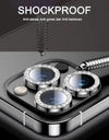 Glitter Diamond Rhinestones Metal Ring Camera Tempered Glass For iPhone 15 11 12 13 14 Pro Max Plus Lens Protector Full Cover