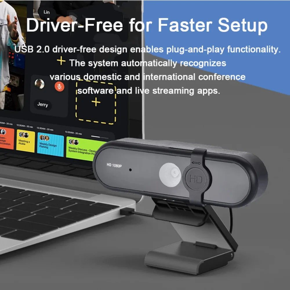 1080P HD Webcam Camera Streaming Rotatable Web Cam for Pc USB Cam for Meetings Streaming Online Classes Universal Tripod Mount