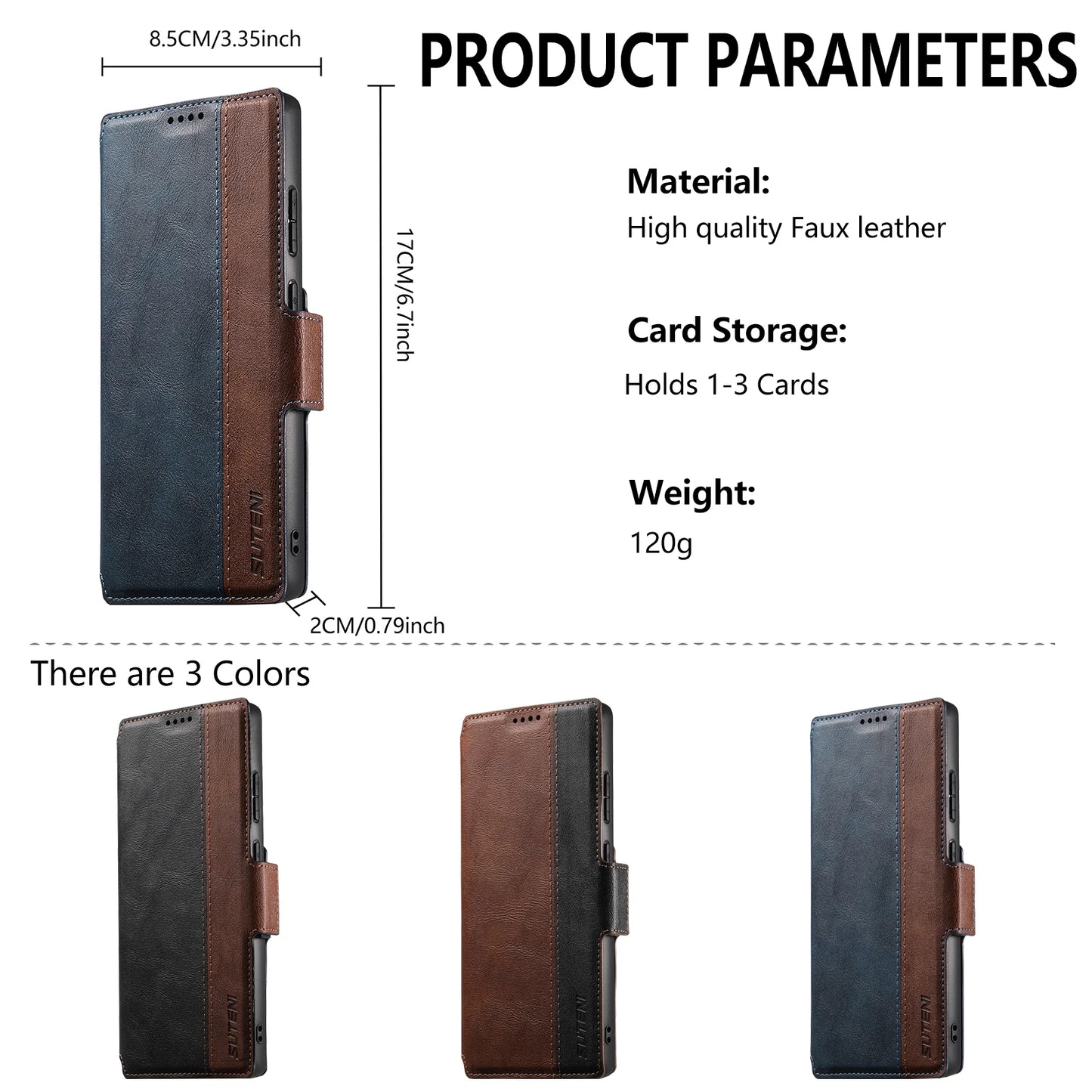 Magnetic Flip Wallet Case with Card Holder & Stand for Samsung Galaxy S26 Ultra / S25 / S24 / S23 – Faux Leather Wireless Charging Cover