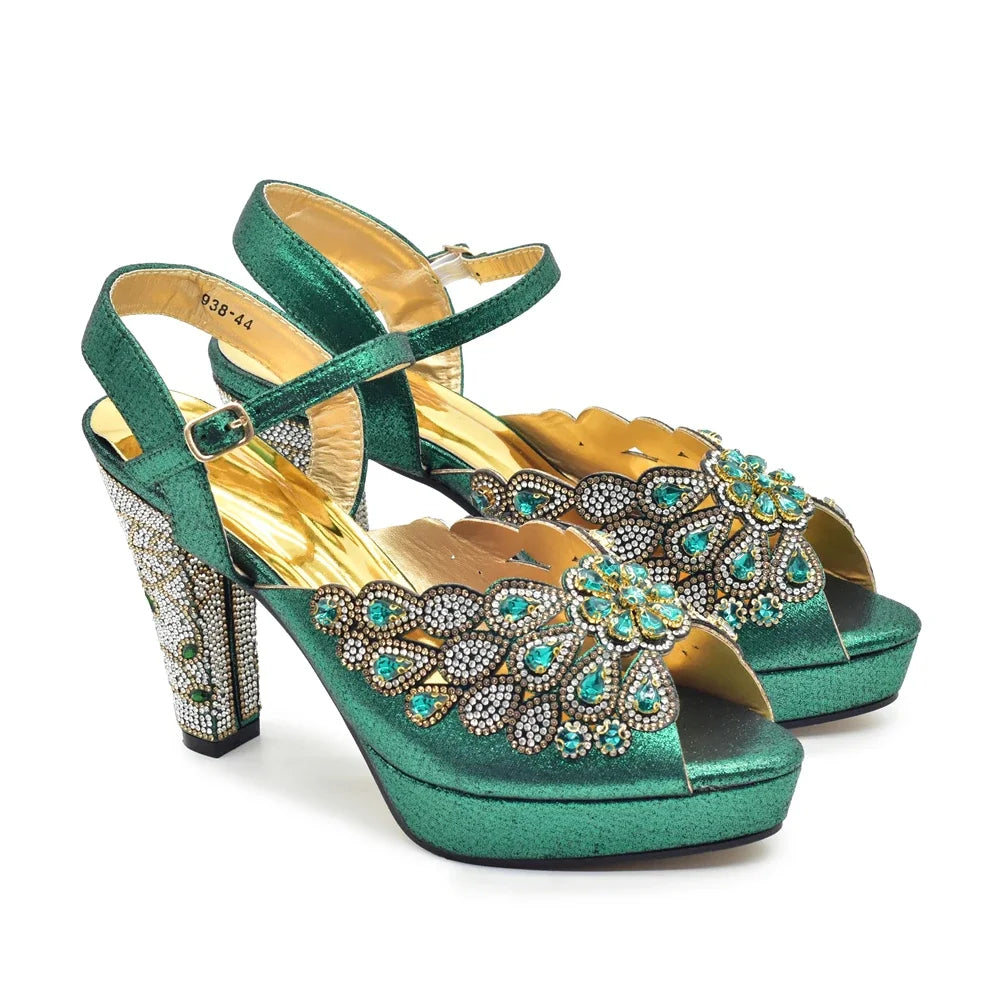 New Arrival Women's Wedding Pumps Decorated with Rhinestone Fashion Design for Nigeria Wedding Party Ladies Shoes Elegant Pumps