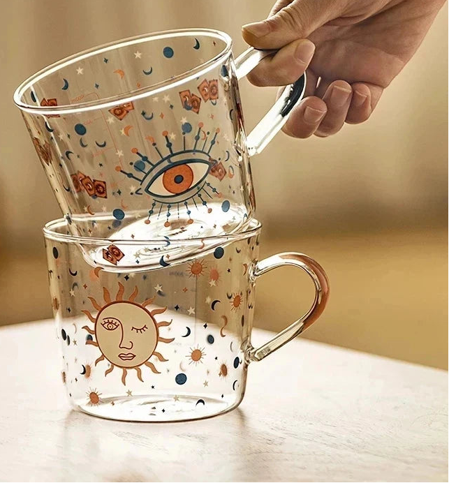 500ml Creative Glass Scale Handgrip Mug Breakfast Milk Coffee Couple Mug Home Tumbler Water Drinkware Fruit Juice Cups
