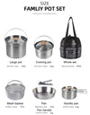 A Style Outdoor Stainless Steel 5pcs Camping Tourism Family 5L Portable Picnic Soup Frying Steaming Household