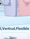 360° Rotatable Stand Case for iPhone 16 Pro Max Camera Lens Drop Protection Shockproof Slim Magnetic MagSafe Phone Case Pink