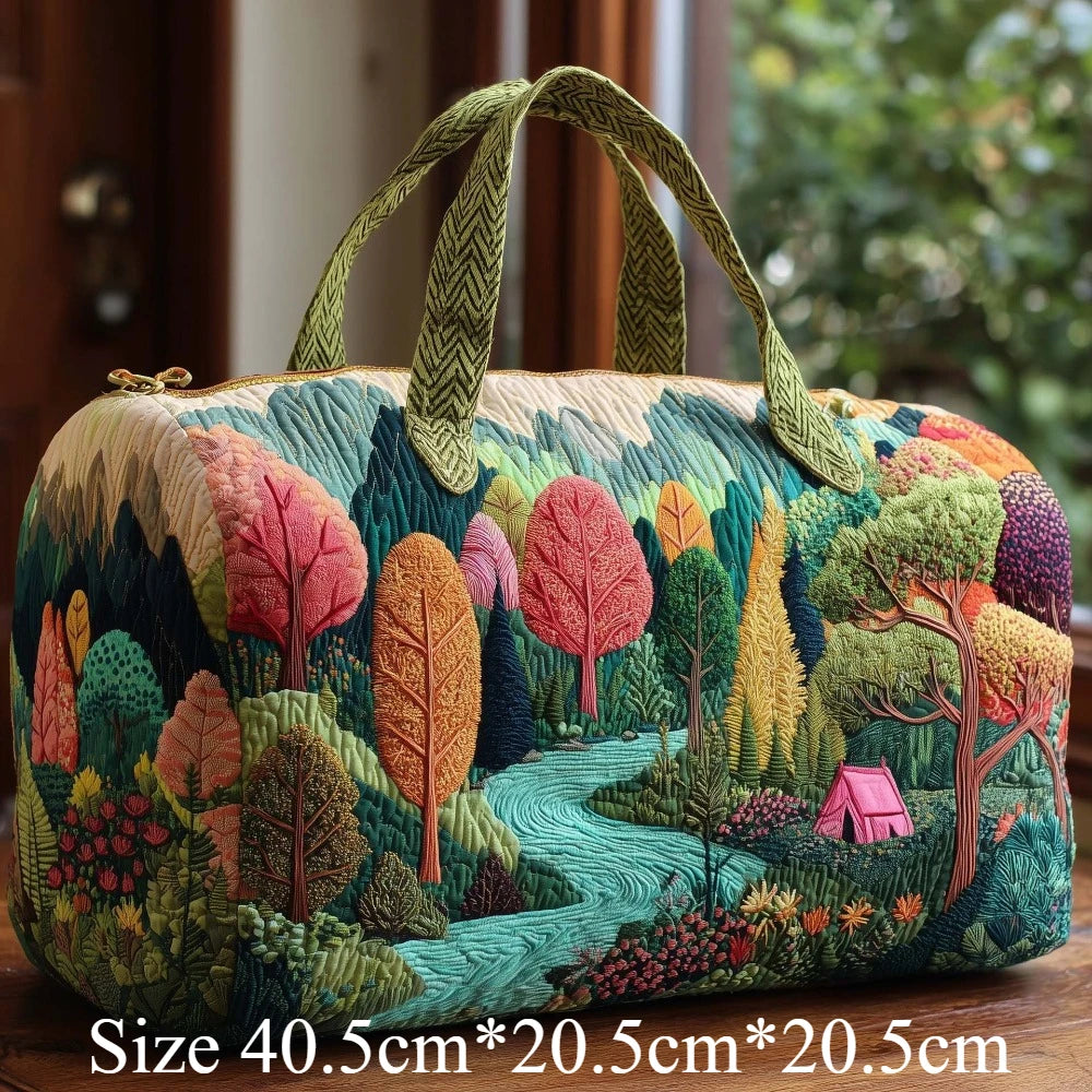 Scenic Duffle Bag Quilted Travel Tote Nature Landscape Forest Bear Desert Artistic Weekender Bags Men Women Camping Road Trip