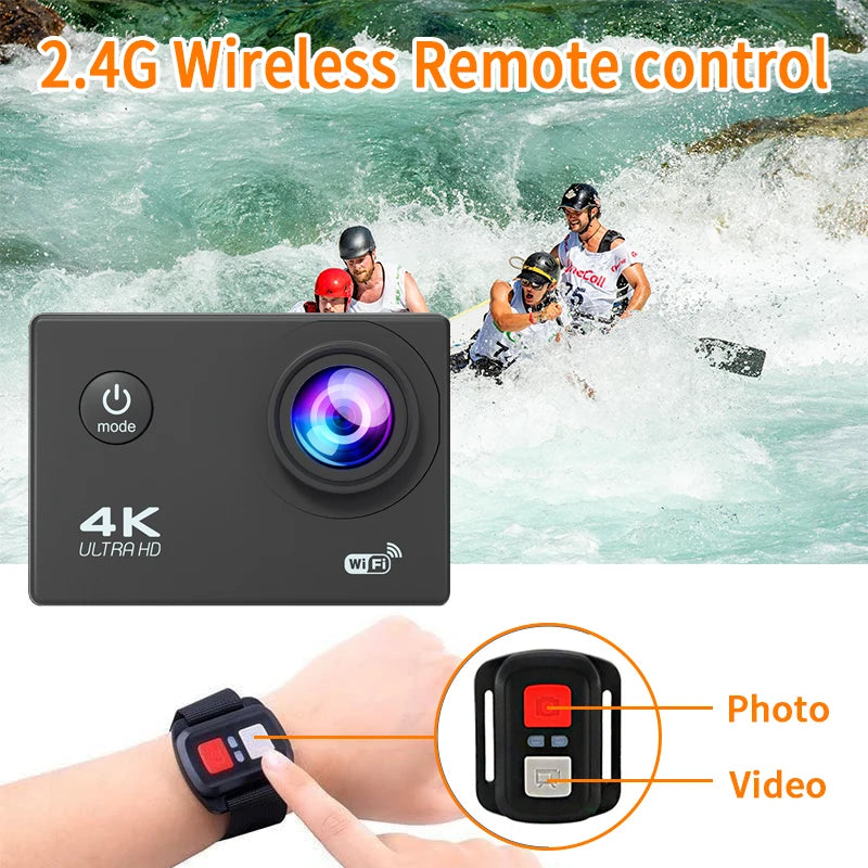 4K WiFi Sports Action Camera Waterproof Helmet Cam with Remote Control