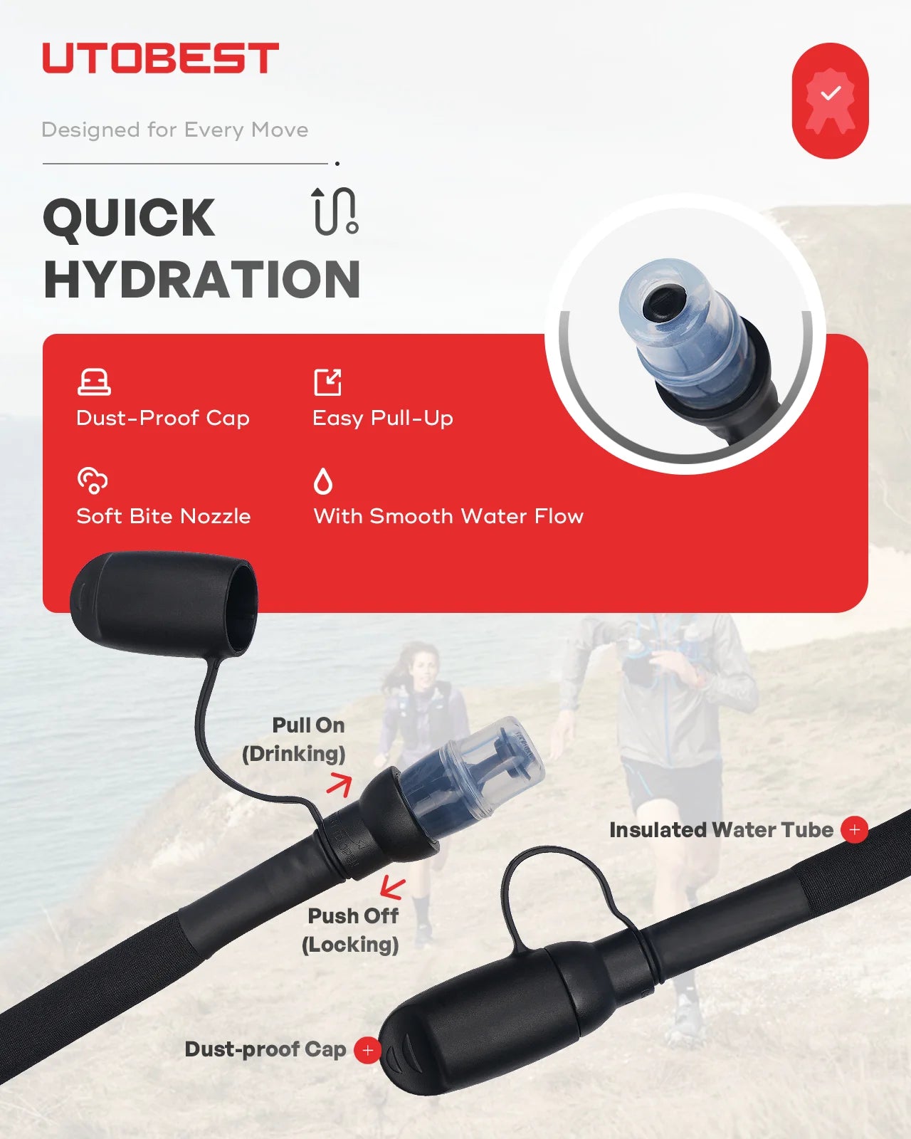 1.5L/2L/3L Water Bladder Hydration Pack Reservoir TPU Water Storage Bag for Camping Cycling Running Hiking