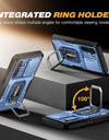 Bulit-in Ring Holder Case for Samsung Galaxy S24 with Tempered Glass Screen Protector Sliding Camera Cover Rugged Phone Case