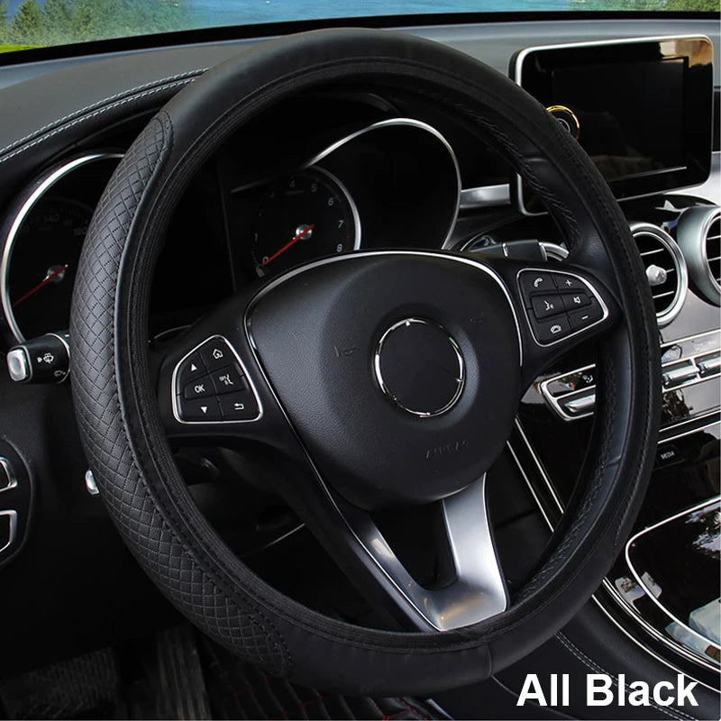 Universal Microfiber Leather Car Steering Wheel Cover 37CM 39CM