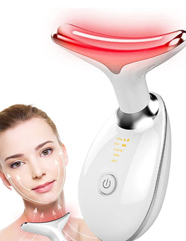Neck Massager Facial Lift Three Light Modes Electric Skin Tightening Device LED Beauty Instrument White