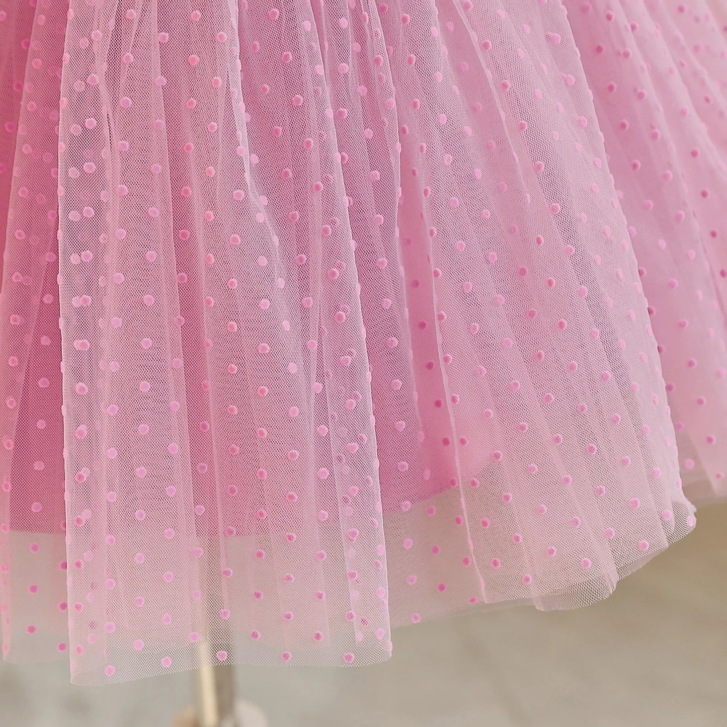 Girls Flying Sleeves Polka Dot Mesh Princess Dress Children Performance Fluffy Costume for Christmas New Year Party