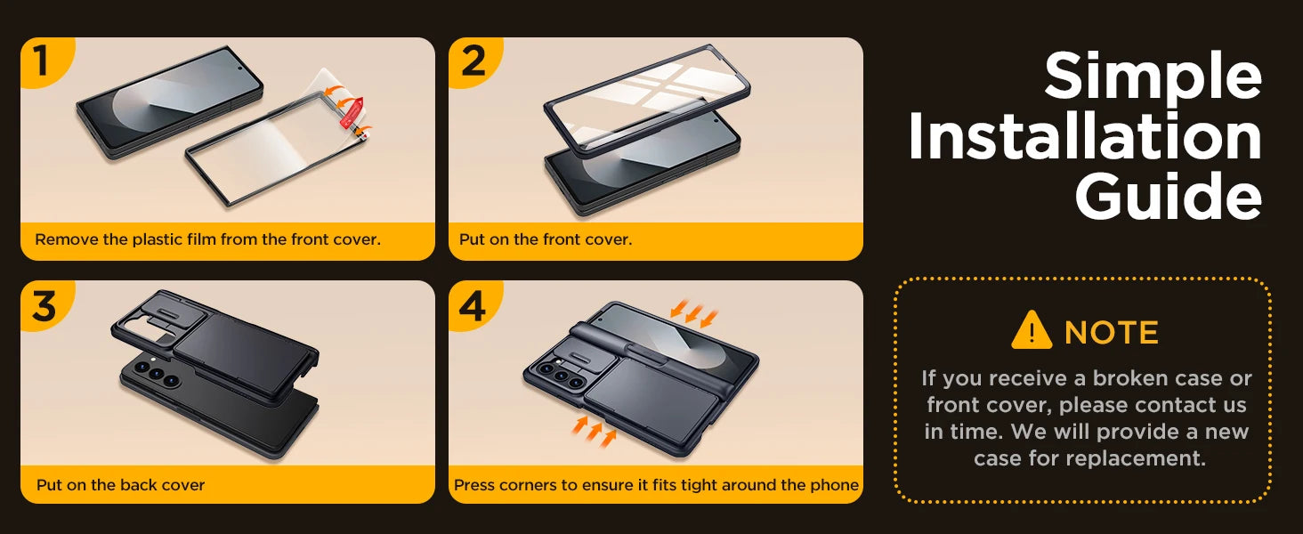 For Z Fold 6 Case with Secure Card Holder Sliding Camera Cover Rugged Hinge Protection Wallet Phone Case Glass Screen Protector