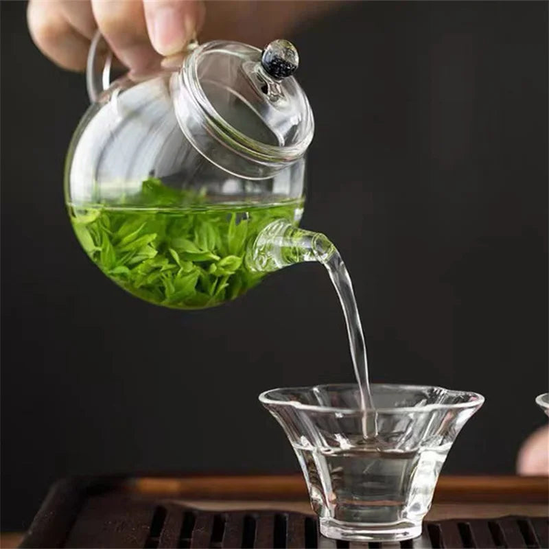 200ml Small Glass Teapot Tea Utensils Green Tea Flower Tea Maker  Home Heat-resistant Kungfu Tea Set Small Tea Pot Teaware