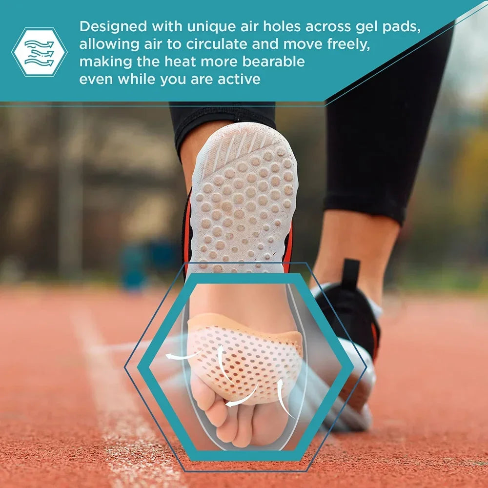 Metatarsal Pads for Women and Men Forefoot Pad for Ball of Foot Pain Relief Insoles Half Sock Support Soft Gel Foot Cushion 2pcs