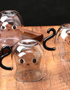250ml Cartoon Cat Double Wall Glass Cute Coffee Tea Cup Heat-resistant Coffee Mug Handle Espresso Cup For Latte Cappuccino