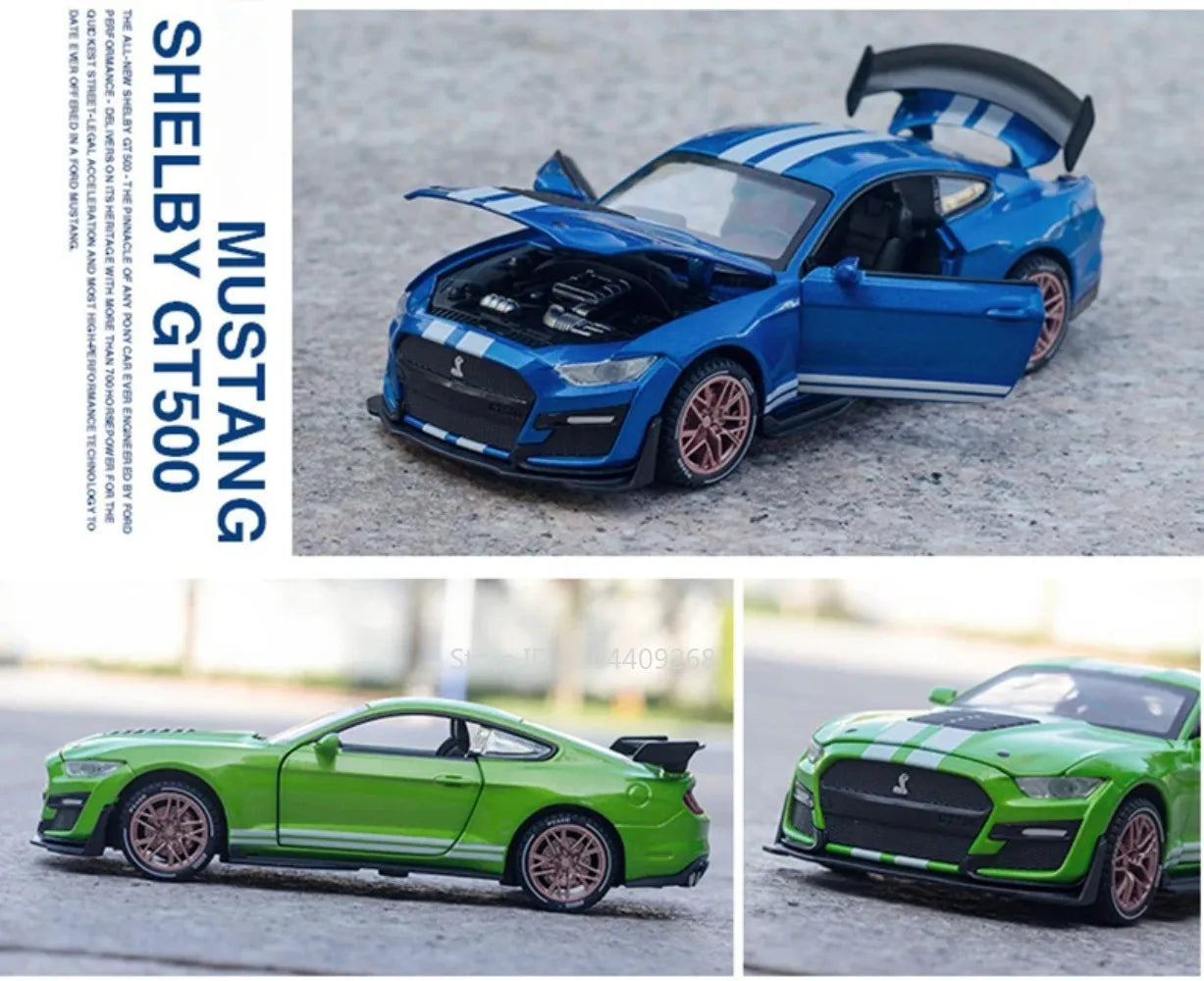 Scale 1:32 Mustang Shelby GT500 F-150 Toy Car Model Alloy Diecast Sound Light Pull Back Vehicle Models Birthday Gifts
