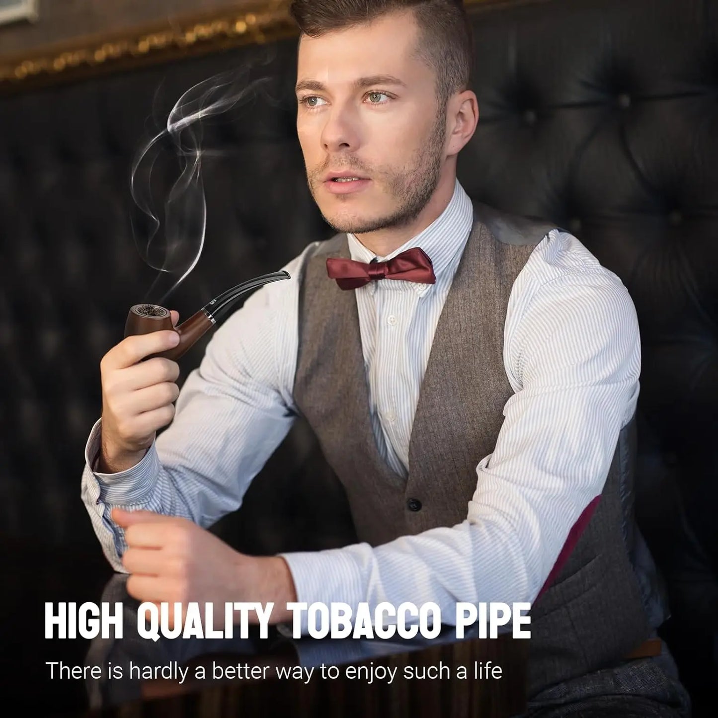 Tobacco Pipe Set with Pipe Holder and Storage Bag Various Accessories Gift Box