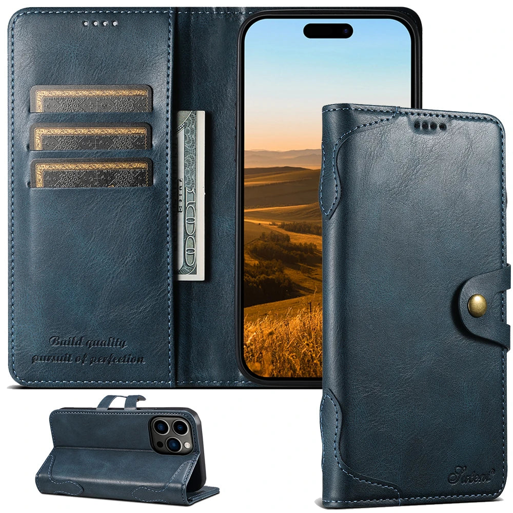 Flip Leather Wallet Phone Case for iPhone 16 15 Pro Max 14 Plus with  Card Slot Holder Cover