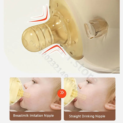 Newborn Baby Bottles Wide Mouth Feeding Bottle Water Cup Child Rest Bottle Nipple Drinking Duck Nipple Cup Learn to Drink 300ML