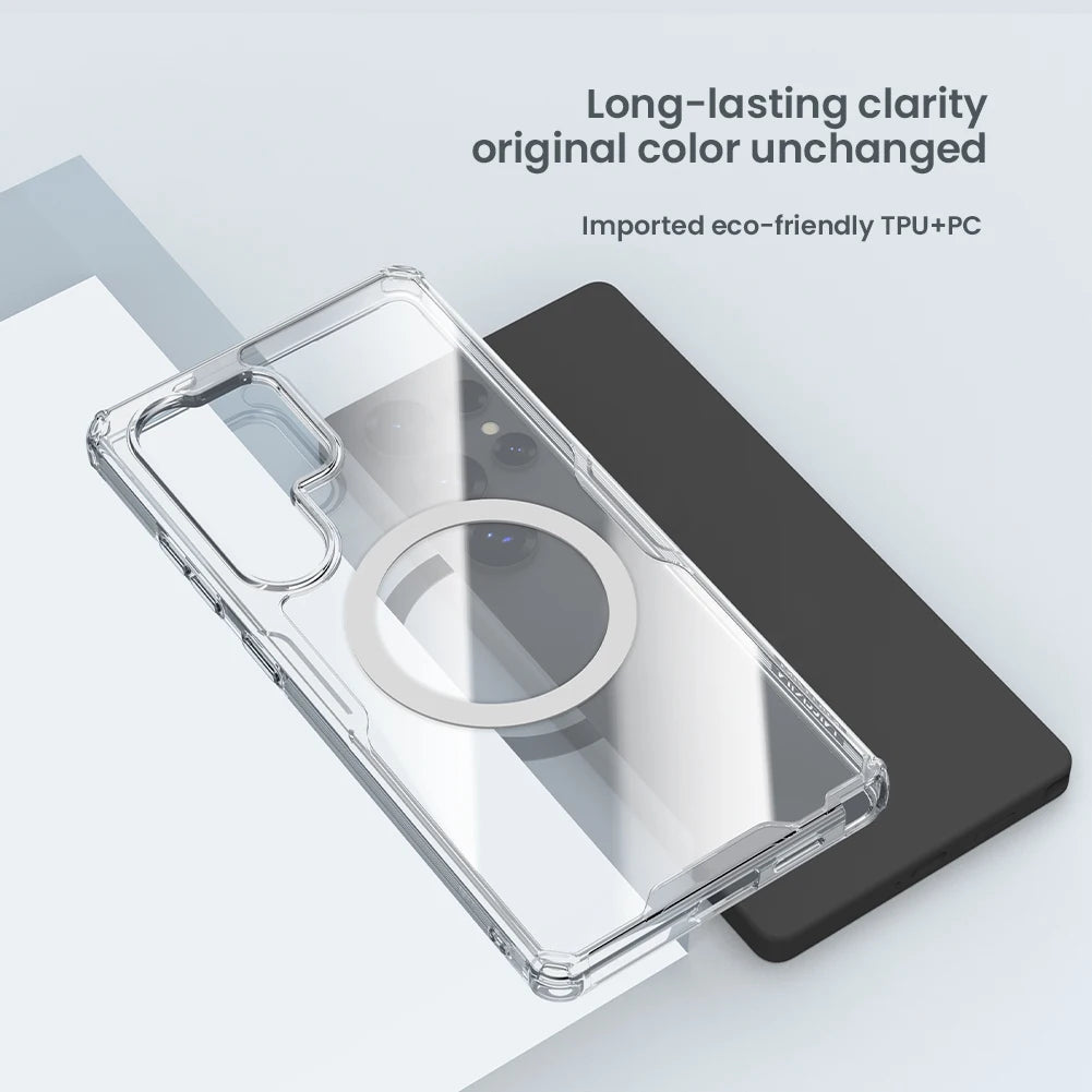 Nature Pro Magnetic Transparent Case for Samsung Galaxy S26 Ultra / S26 Plus / S25 Ultra / S24 Ultra – PC + TPU Frame Protective Cover