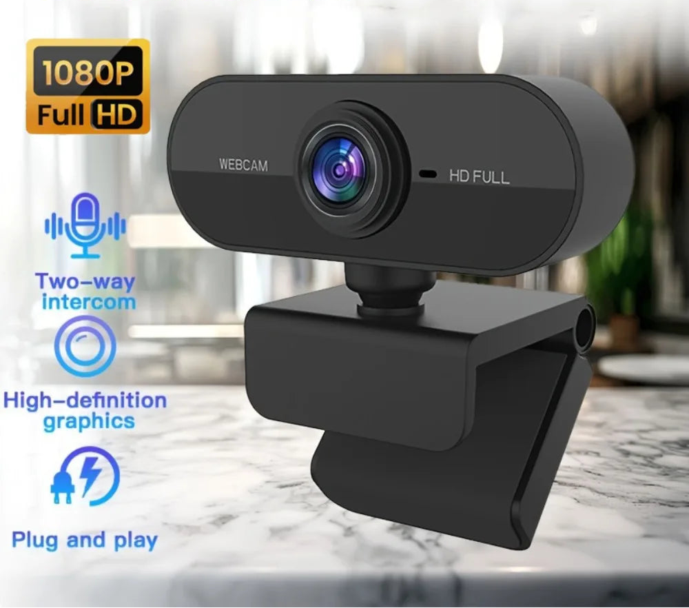 Webcam 1080P Web Cam for Pc Drive-free USB Rotatable Camera with Microphone for Desktop Computer for Video Calling Conference