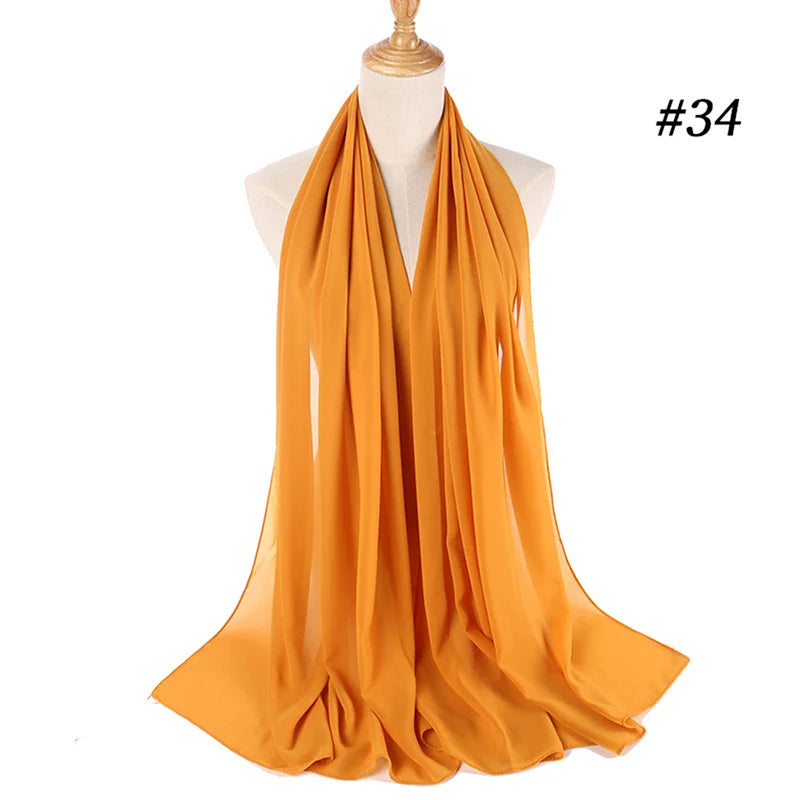 Muslim Chiffon Hijab Women Bubble Chiffon Scarf For Women Ladies Veil Muslim Islam Solid Color Malaysia Wrap Scarves