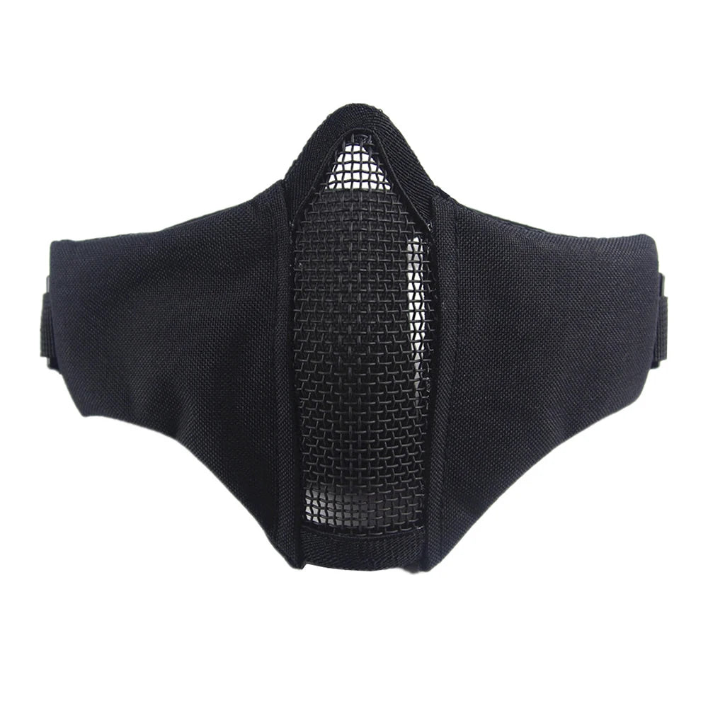 Tactical Half Face Airsoft Mask Foldable Metal Mesh Double Ribbon Adjustable CS Wargame Hunting Paintball Protective Masks