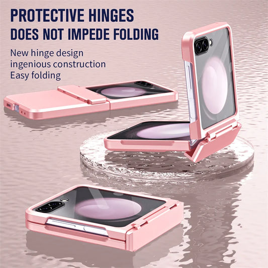 For Samsung Galaxy Z Flip 6 5 Flip5 Case Luxury Matte With Mirror Film Folding Hinge Shockproof Protection Hard Cover accessory