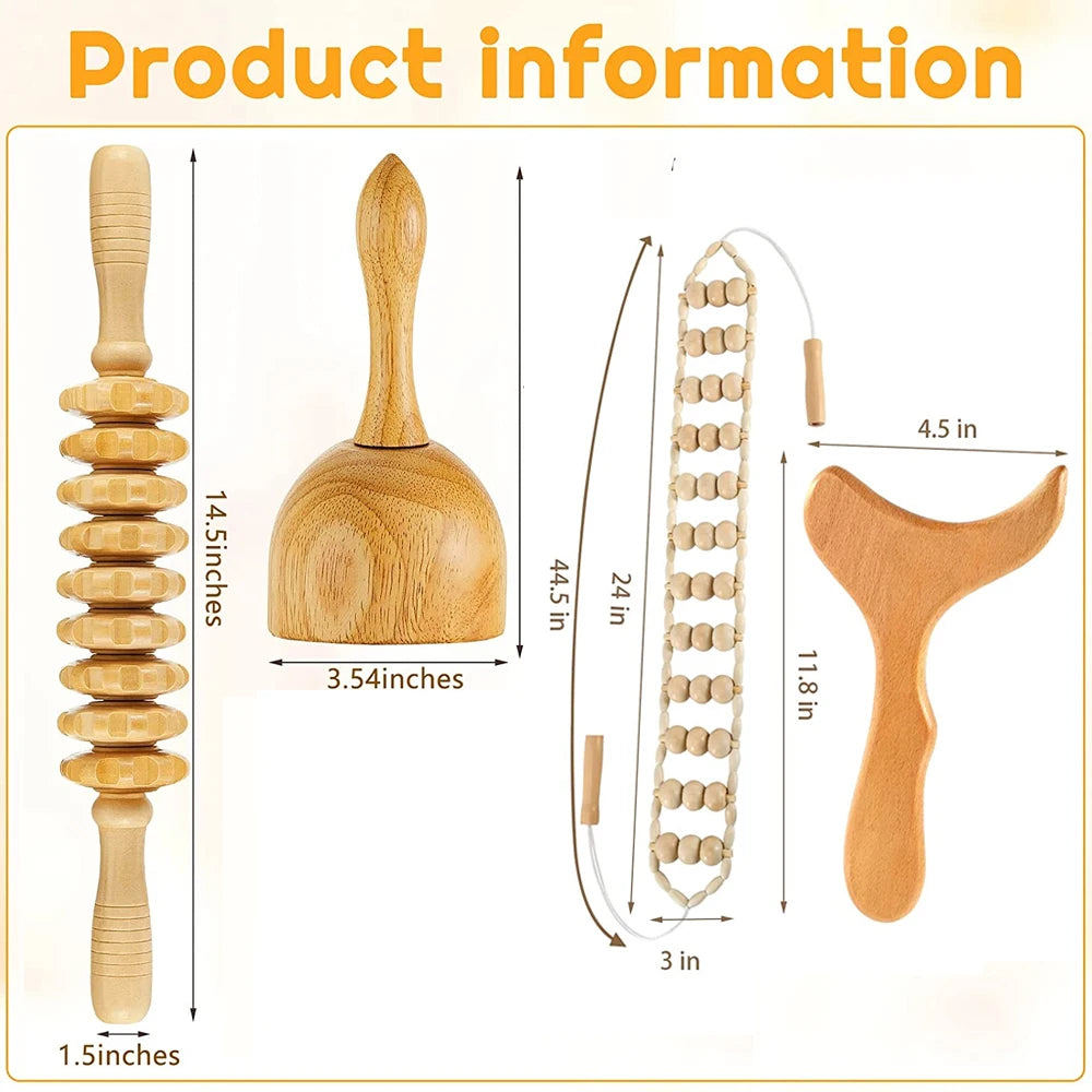 Wood Therapy Massage Tools Lymphatic Drainage Massager Body Sculpting Tools for Maderoterapia Colombiana,Anti-Cellulite