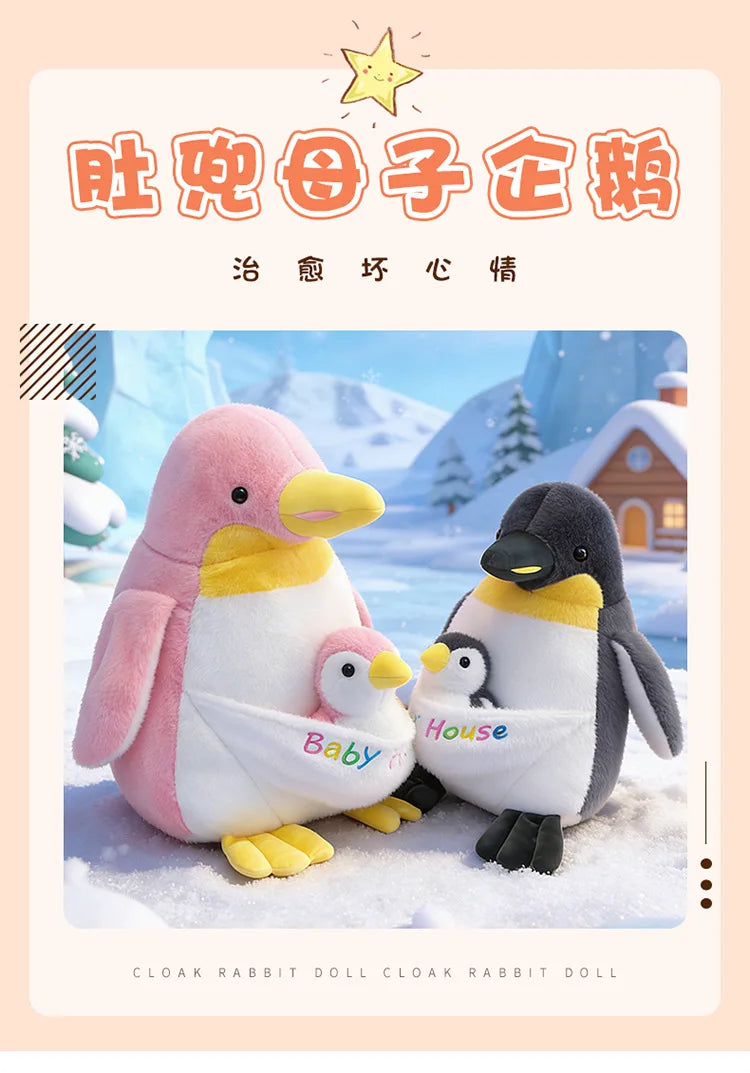 Mother Baby Penguin Plush Stuffed Doll Toy