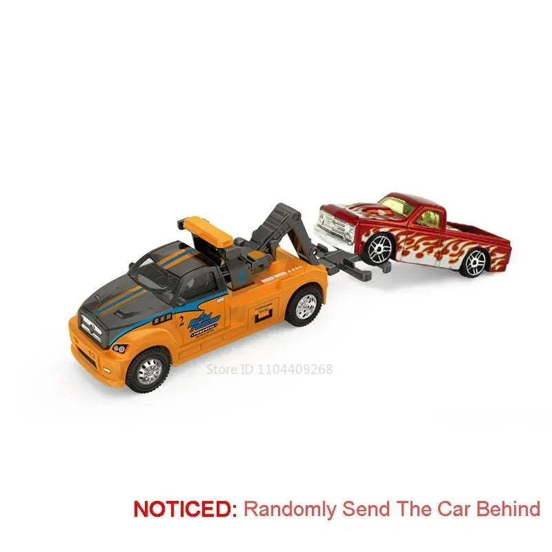 1:64 Scale Container Alloy Trailer Model Toy Car Diecast Metal Movable Joint Pull Back Engineering Vehicles Models Gifts for Boy