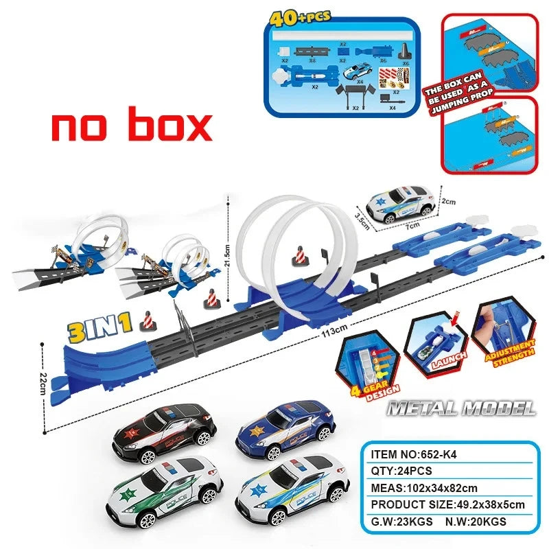 Stunt Speed Double Car Wheels Model Toys For  Racing Track Diy Assembled Rail Kits Educational Interactive Boy  Toy