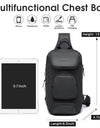 Anti-theft Chest Bag Shoulder Strap USB Rechargeable Crossbody School Gym Pack, Men Sports Waterproof Shoulder Bag