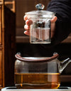 1100ml Suction Handle Beam Glass Teapot With Tea Strainer Infuser Steaming and Boiling Flower Tea Puer Dual-use Tea Pot