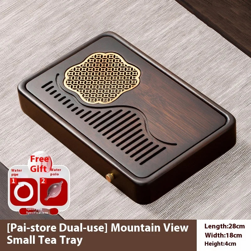 Household Portable Bamboo Tea Tray 48CM Tea Ceremony Wooden Tray Coffeeware Teaware Serving Tray For Chaban Tea Table