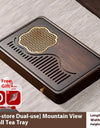 Household Portable Bamboo Tea Tray 48CM Tea Ceremony Wooden Tray Coffeeware Teaware Serving Tray For Chaban Tea Table