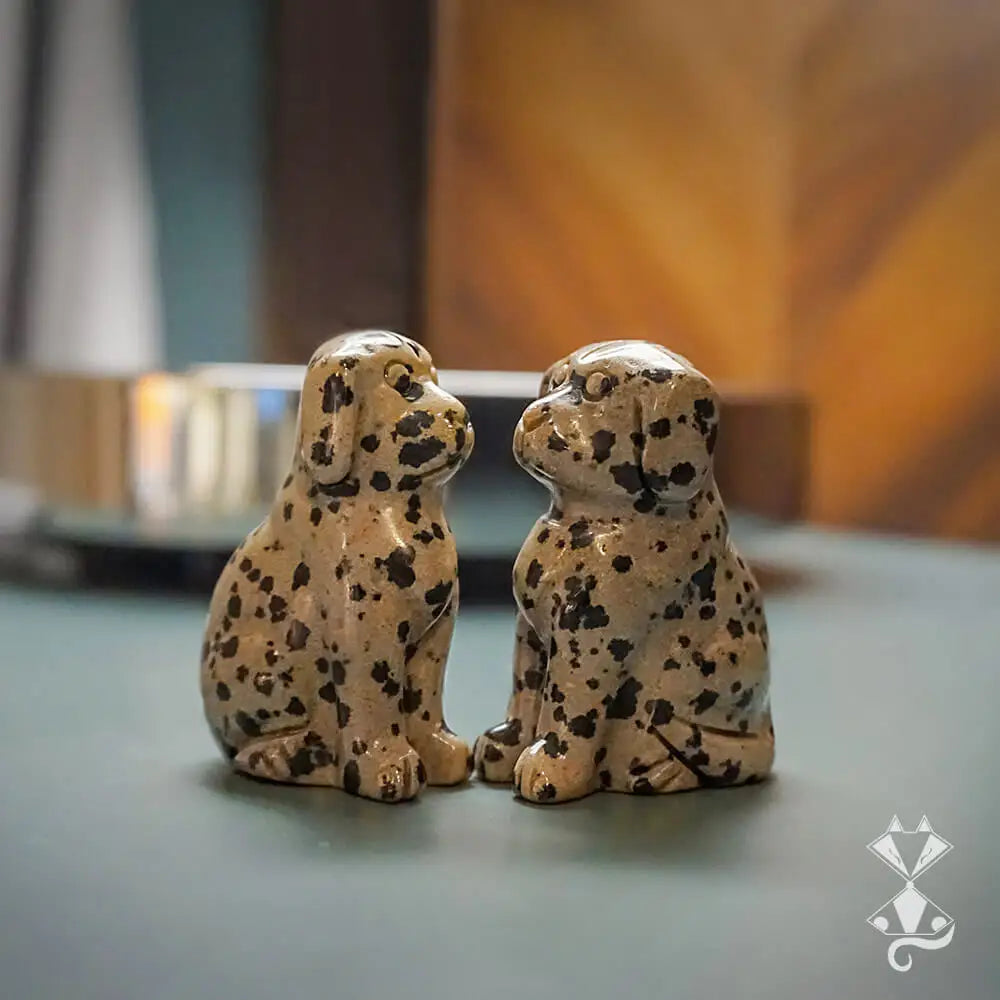 1PC Cute Spotted Dog Natural Stone Puppy Carving Gift for Her Souvenir Delightful Home Decor Reiki Stone Ornaments