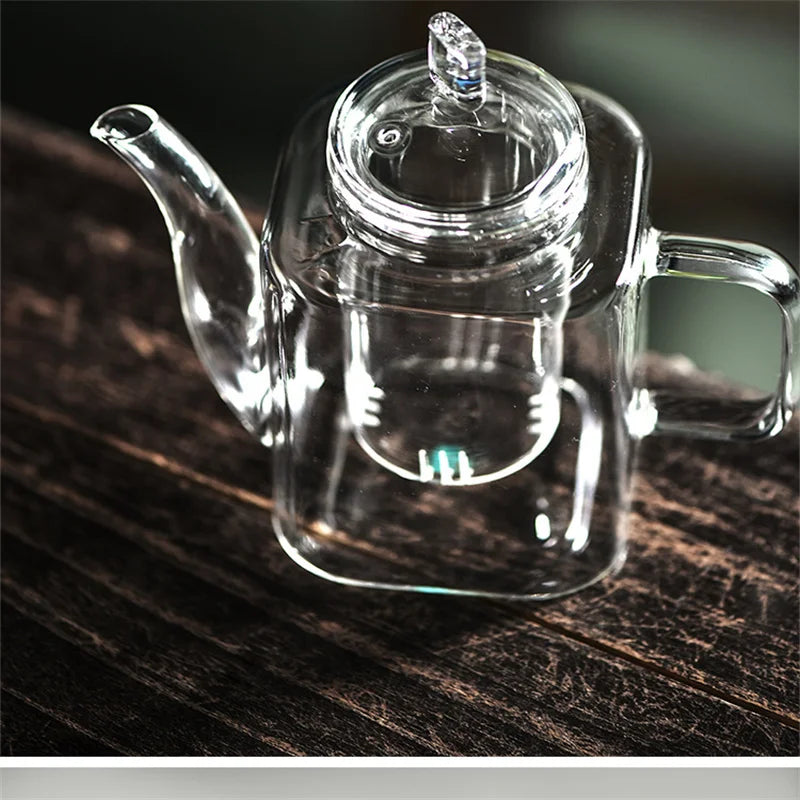 Japanese Style Handmade Heat Resistant Square Glass Teapot With Filter Liner Boiling Flower Tea Pot Kung FuTea Set Teaware