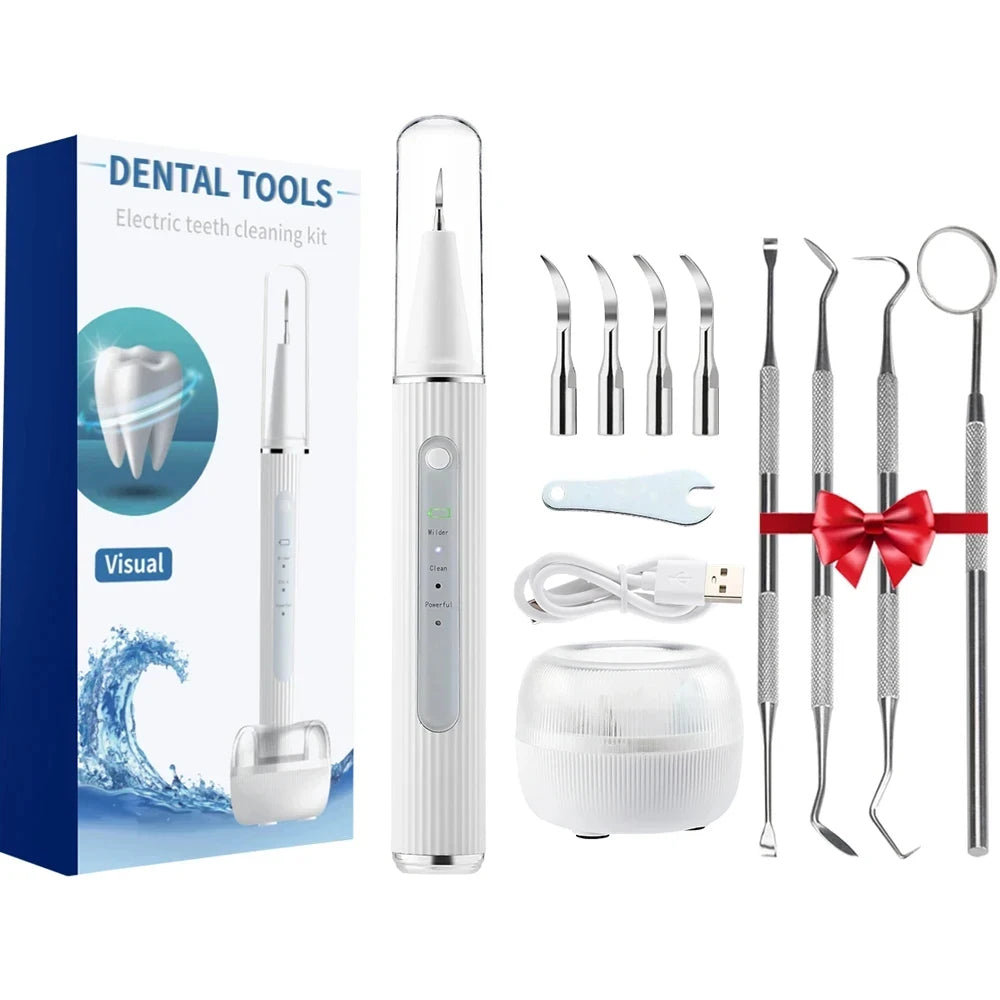 Ultrasonic Dental Calculus Remover Electric Dental Tooth Stone Remover LED Teeth Plaque Scaler Tartar Eliminator Stains Cleaner