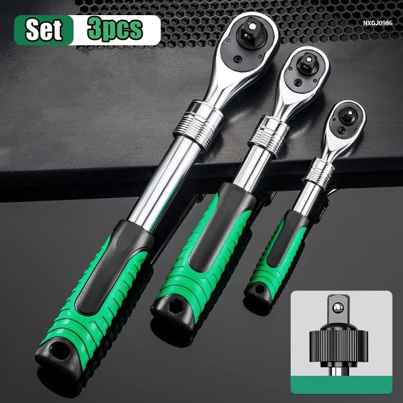 Telescopic Socket Ratchet Wrench for Automotive Repair Adjustable Head Ratchet Set 72 Tooth Quick Release Wrench Manual Tool