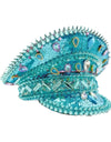 Blue Beach Elegant Burning Man Steampunk Top Hat, Captain Hat Rhinestone Woman, Cruise Party Caps for Man Original
