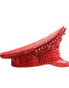 Red Rhinestone Luxury Festival Captain Hat Wedding Military Captain Hats Steampunk Caps Punk Rivets Sergeant Hat Masquerade