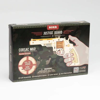 3D Wooden Puzzle Rubber Band Guns  Justice Guard  Toy Corsac  M60 For Teens Funny Outdoors Game Shooter Gifts LQ401