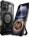 For iPhone 16 Case with Camera Control Capture Button UB Grip Heavy Duty Rugged Magnetic MagSafe Phone Case with Stand
