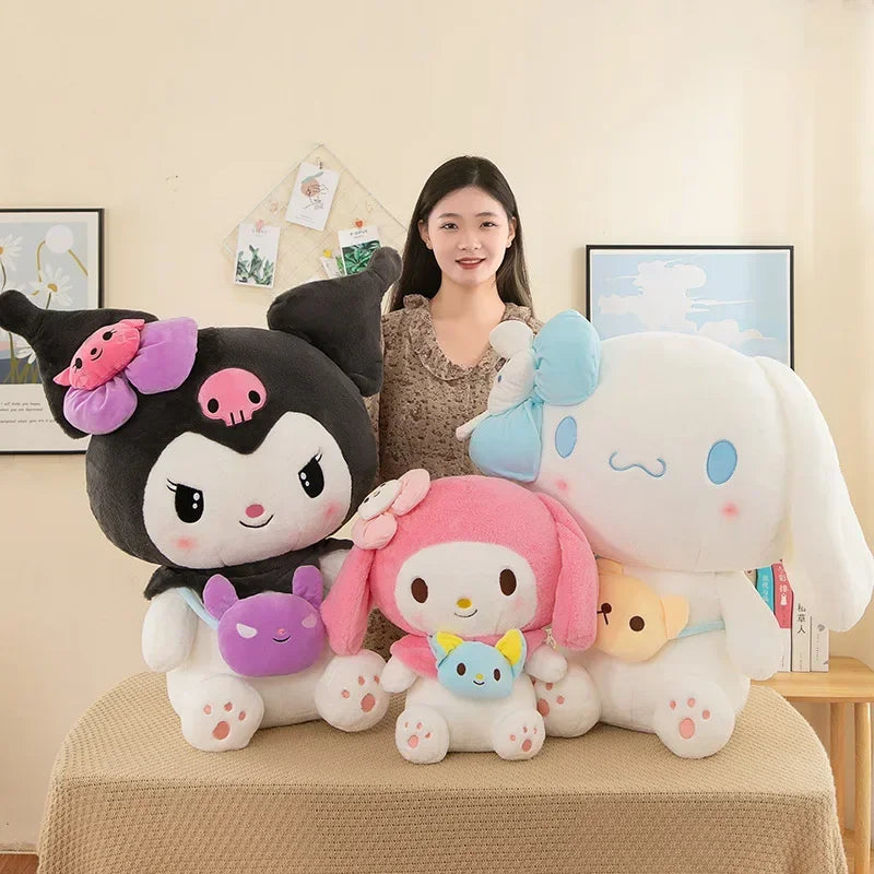 Sanrio Kuromi Plush Dolls 40/50cm Kawaii My Melody Cinnamoroll Soft Stuffed Animals Anime Figure Pillow Cartoon Decor Kids Toys