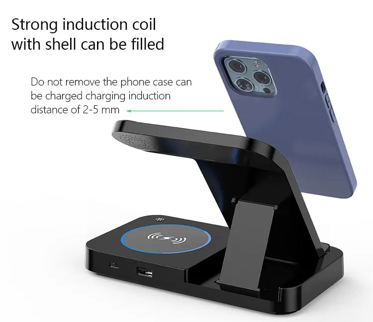 Portable Desktop Mobile Phone Wireless Charger Station 3In1 4 3 In One 3 In 1 Folding Megnetic Foldable 10W 15W Wireless Charger